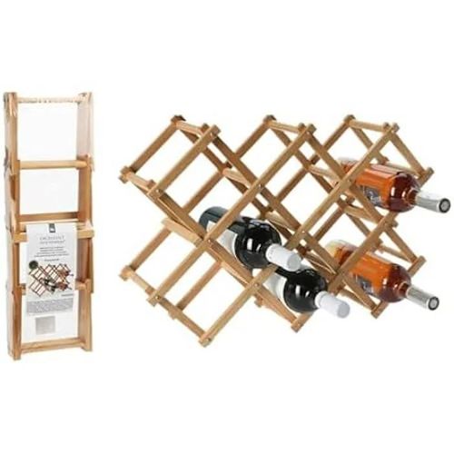 Casier À Vin - Excellent Houseware - Winerack - Bambou - 10 Bouteilles - 54,5 X 16,5 X 36,5 Cm