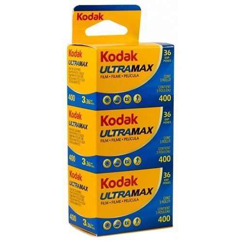 KODAK Blister Ultramax 135-24 Tpack - Pack de 3 Pellicules 35mm, ISO 400, 36 Exposiciones, Idéales pour Photos en Intérieur et en Extérieur