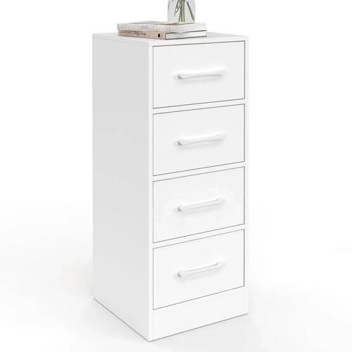 Meuble d'appoint 4 tiroirs UPPAH 30 cm chiffonnier, meuble de rangement bois blanc