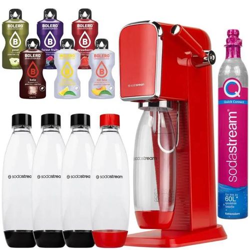 Saturateur eau gazeuse - Sodastream - Art Red - 4 bouteilles 1L sans BPA - 6 sticks goût - Cylindre CO2