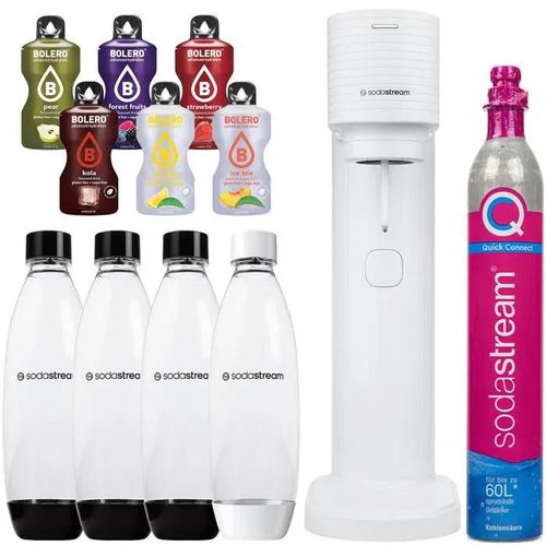 Saturateur eau gazeuse - Sodastream - Gaia White - 4 bouteilles 1L - 1 cylindre CO2 - 6 saveurs Bolero