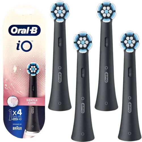 Brosse À Dents Électrique - Oral-B - Io Gentle Care Black - Têtes De Rechange X4 - Dents Sensibles