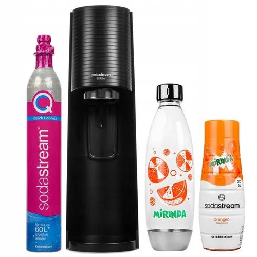 Saturateur d'eau gazeuse - Sodastream - Terra - Pack bouteille sirop Mirinda et cylindre CO2 Quick Connect