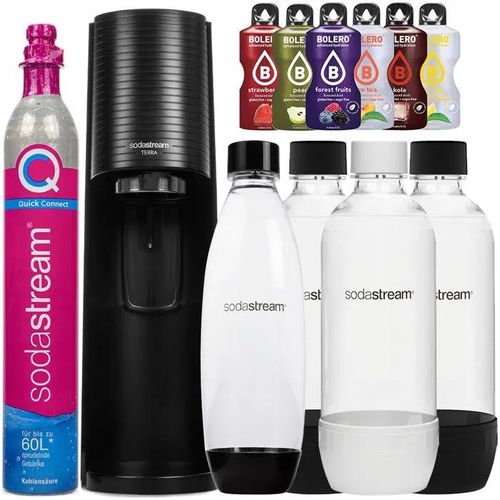 Saturateur eau gazeuse - Sodastream - Terra Black - 4 bouteilles 1L - 1 cylindre CO2 - 6 boissons Bolero