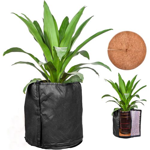Sac de protection thermique réutilisable 50x45 cm noir pour plantes, arbustes et arbres - résistant au froid, gel, UV, vent et pluie, cordon réglable, couche coco, matériau respirant et imperméable