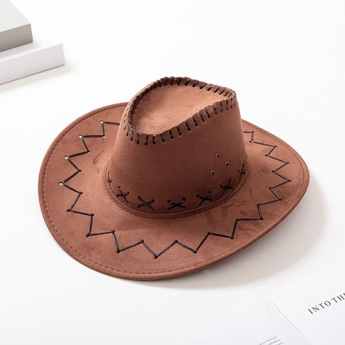 Chapeau De Cowboy En Matériau Similaire Au Cuir Pour Adulte - Accessoire De Déguisement Style Western Pour Carnaval, Soirée Festive (0.12kg)