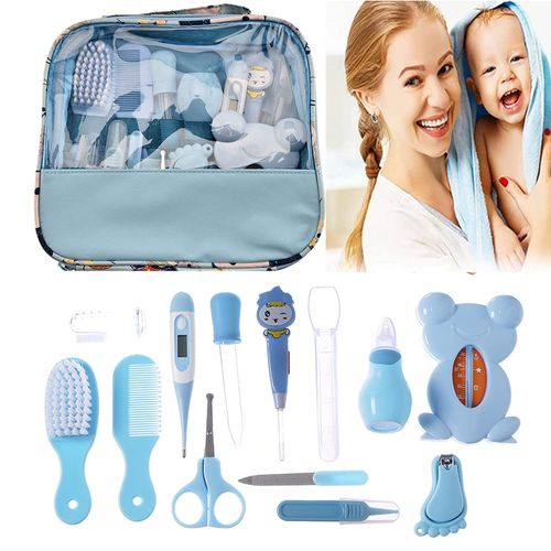 Kit De Soins Pour Bébé 13 Pièces Avec Brosse À Cheveux, Peigne, Ciseaux, Thermomètre De Bain Et Accessoires - Matériaux Sans Danger, Facile À Transporter, Idéal Pour Cadeau
