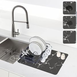 Rnivvi Tapis De Séchage à Vaisselle, 40,6 X 45,7 Cm, Tapis De Séchage En Microfibre De Style Marbre Pour Comptoir De Cuisine, Tapis De Séchage Absorbant Pour Laver La Vaisselle, Tapis De