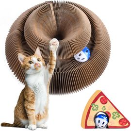 Cmws-Orgue Magique Griffoir Pour Chat - Carton Extra Épais + Bords Lisses - Coupes Fluides - Interactif Avec Boule Cloche - Carton Recyclable De Qualité Supérieure - Pour L'intérieur