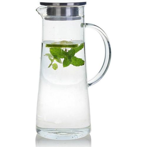 Cmws-Carafe En Verre 1.4l, Pichet En Verre Avec Vouvercle, Carafe Eau Borosilicaté Résistant À La Chaleur, Pour Jus, Lait, Boissons Froides Ou Chaudes