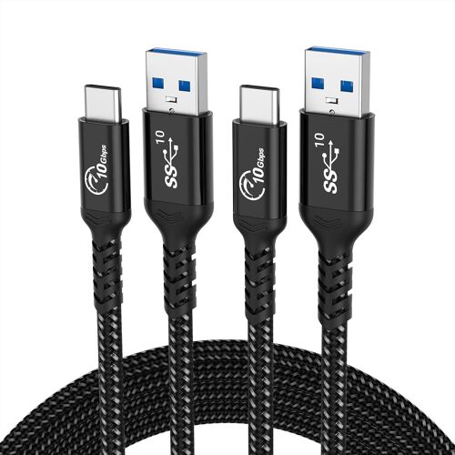 Android Auto USB C Kabel 2m [2-Pack], 10Gbps Schnellladekabel, Typ C Kabel Schnelllade kompatibel für Samsung Galaxy, Auto Play, iPad Pro, MacBook, iPhone 16/15/Pro/Max, Schwarz