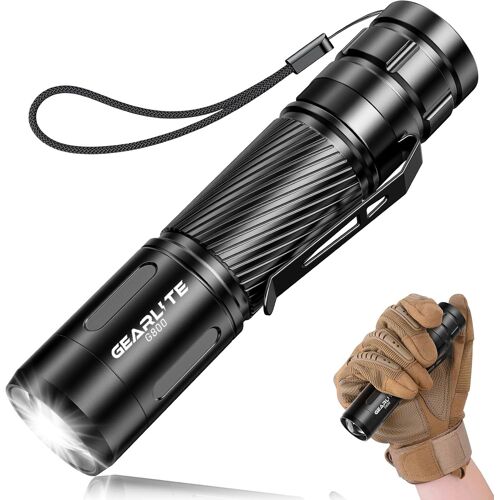 KALANKA-Lampe Torche LED Ultra Puissante Rechargeable, 2000LM Lampe de Poche Puissante Rechargeable avec 3 Modes D'éclairage Zoomable, IP65 Étanche Incassable Flashlight pour Camping Pêche Urgences