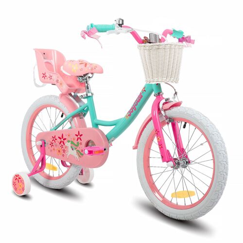 Vélo Enfant 18 Pouces Fille Joystar Stabilisateurs Siège Poupée Panier Streamers Unicorn Vert