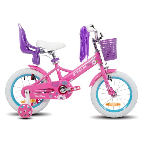 Vélo Enfant 14 Pouces Fille Garçon Joystar Siège Poupée Streamers Drapeau Plaque Numéro Little Daisy, Fuchsia