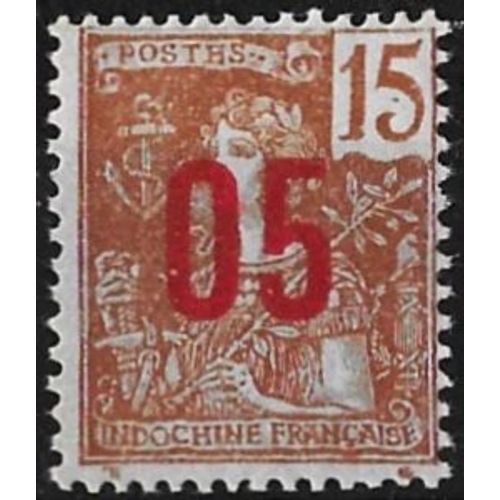 Indochine (Actuel Vietnam), Colonie Française 1912, Beau Timbre Neuf* - Sans Gomme Yvert 60, Type Grasset 15c. Brun Rouge Surchargé "05".