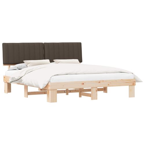 vidaXL Cadre de lit avec tête de lit rembourrée Taupe 180 x 200 cm
