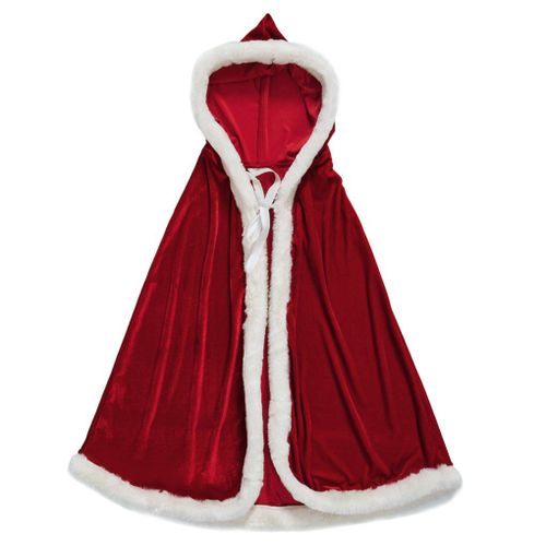 Manteau De Noël Cape Capuchon Costume Père Noël 150 Cm Pour Personnes De Plus De 160 Cm, Lavable À 40°C, Poids 180 G