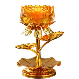 Chandelier à bougie lotus décoratif en alliage et cristal, support pour bougies tealight conique, idéal pour ambiance romantique dans salon, chambre ou salle à manger