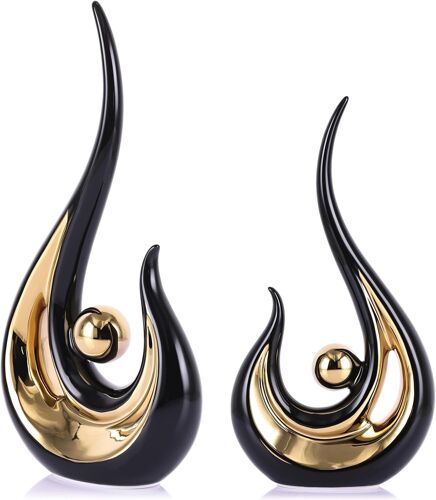 Accent Décor Pour La Maison Noir Et Or, Centre De Table Moderne De Style Du Milieu Du Siècle, Collections D'art Bureau, Statues En Céramique Pour Une Décoration Romantique, Pour Des Salon Et Entrée