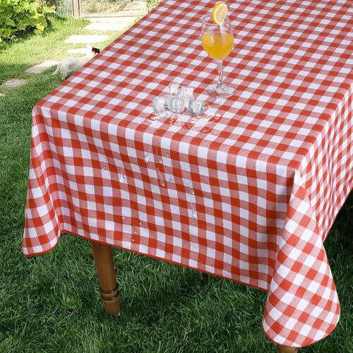Nappe Exterieur Impermeable Plastique Rectangulaire Toile Cirée 100 X 140 Cm Carreaux Rouge Et Blanc Anti Tache Lavable 350gsm, Pour Table De Cuisine, Terrasse, Fête, Pique-Nique