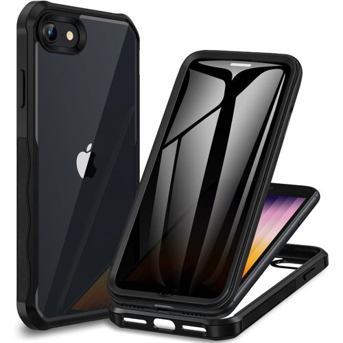 KALANKA-Anti Espion Coque pour iPhone SE 2022/ SE 2020/iPhone 8/ 7, avec Protection écran Verre Trempé , 360° Antichoc Etui Intégrale Housse Double Face Téléphone Case -Noir