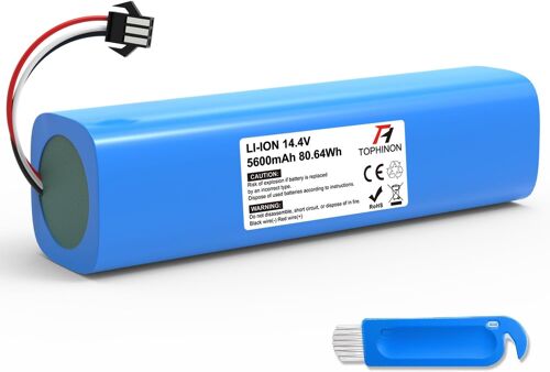 14,4 V 5600 mAh ¿ Batterie lithium-ion de remplacement pour aspirateurs robots Proscenic M7/M8 Pro, Lydsto R1, Uoni V980 Plus, Lenovo LR1, Roidmi Eve Plus, Xiaomi Viomi S9, D800, Tesvor M1