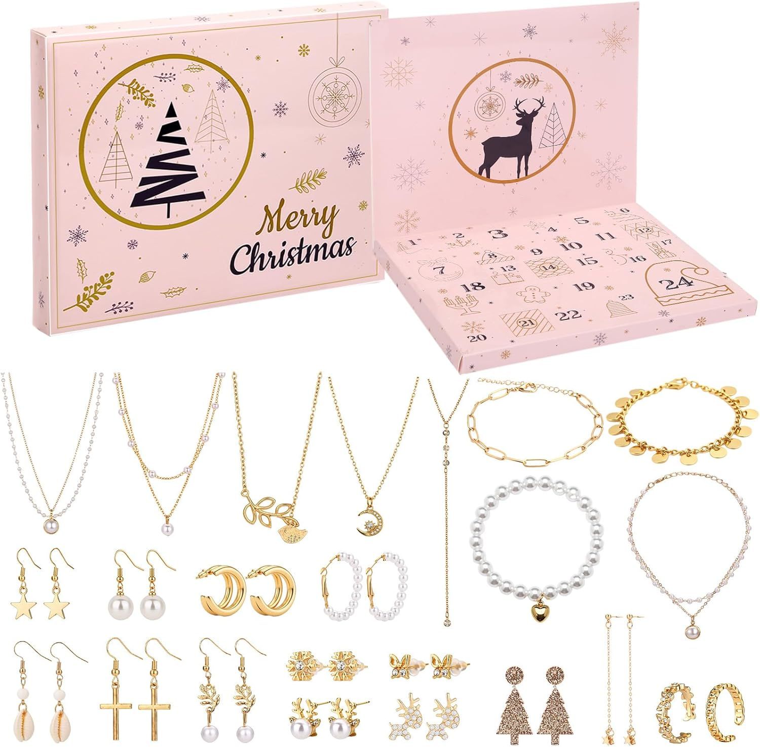 Cadeau Créatif Enfant Calendrier Avent Bijoux Fille - 24 Jours De Création - Kit Bracelets DIY Calendrier De L'avent Bricolage