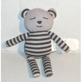 doudou ours gris à rayures vertbaudet