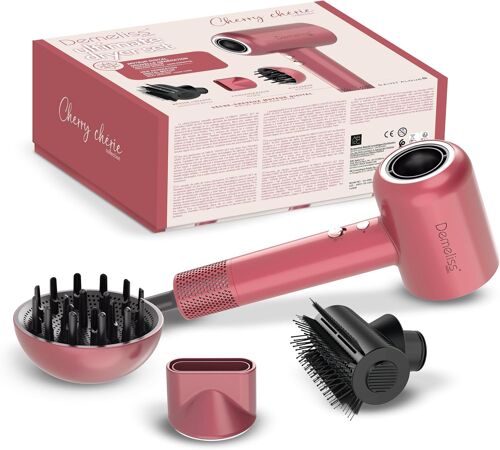 SAINT ALGUE - Sèche-cheveux Nouvelle Génération - Collection Exclusive Cherry Chérie - Concentrateur, Diffuseur et Brosse Lissante Inclus