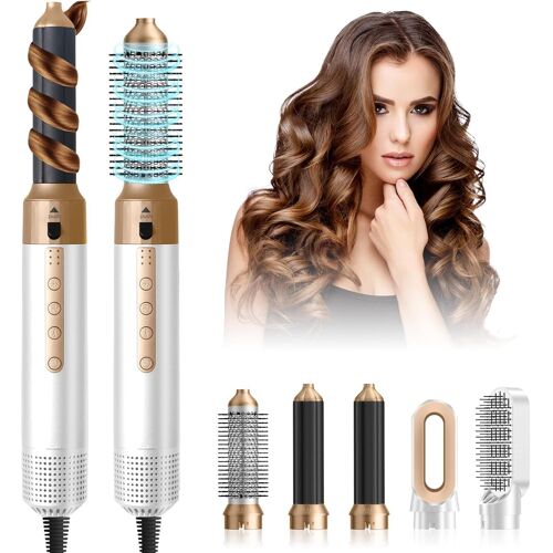 Sèche Cheveux & Air Styler, Brosse Soufflante 1350W, [5 en 1] Négatifs Seche -Cheveux 110,000 RPM, Fer à Boucler à Air de 32mm, Hair Styler avec volumateur, Pour Lisser, Boucler les Cheveux