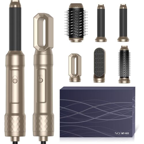 Airbrush 6 En 1 Air Styler, Air Brush 6 En 1 Avec Seche Cheveux, Brosse Soufflante, Fer A Boucler, Thermal Brush, Brosse Lissante Pour Sécher, Boucler, Lisser