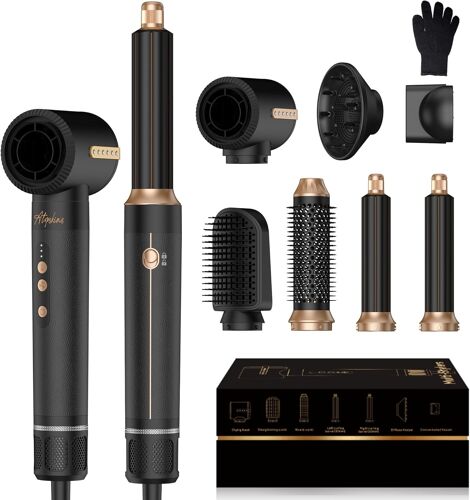 Sèche Cheveux 7 En 1 Air Styler Pro,110000 Tr/Mim Seche Cheveux Diffuseur Boucle, Air Fer À Boucler À Air De 30 Mm,Brosse Souflante, Boucler Les Cheveux, 3 Températures1400w Hair Styler