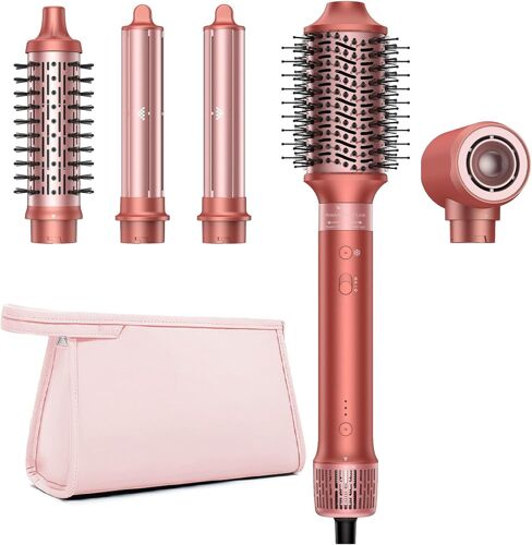 5 en 1 Sèche Cheveux Air Styler avec Séchage Rapide, Sans Dommages Causés par La Chaleur, Anti-frisottis pour Volumisation Bouclage Lissage Séchage, Lisser Trousse de Rangement