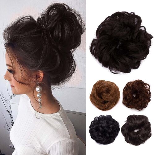 Chouchou avec cheveux ondulés - Marron foncé - Pour femme - 30 g