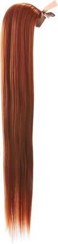 Antistatique 60 Cm Longue Clip In Extension Cheveux Postiche Queue De Cheval Orange Cuivre Rouge R01 