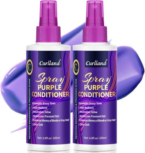 2 PCS Spray Après-shampooing Violet - Bombe Cheveux Violet pour Patine Cheveux Blond et Cheveux Gris, Formule Légère | Élimine les Reflets Jaunes et Dépôts de Couleur, Répare les Mèches Abîmées