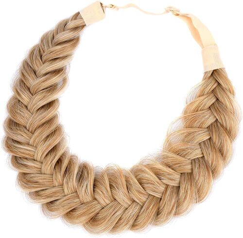 Gros bandeau en cheveux synthétiques tressés à 2 mèches - élastique, classique, détendu (blond foncé)