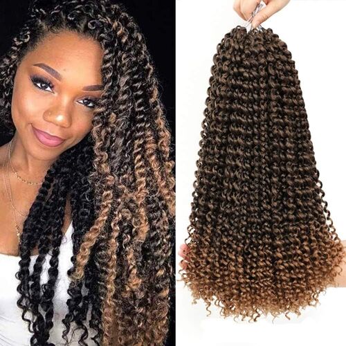 Passion Twist Hair Water Wave Hair Lot De 7 Paquets D'extensions De Cheveux Tressés Au Crochet Blond Ombré 45,7 Cm T27 