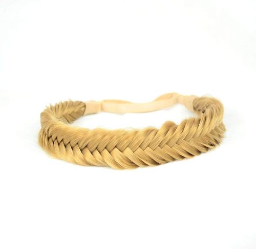 Bandeau large en cheveux synthétiques tressés - Classique - Grosse tresse - Élastique - Accessoire de beauté pour femme (blond miel)