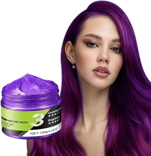 Cire capillaire temporaire Lilla Crazy Hair Coloration instantanée lavable pour cheveux naturels pour hommes, femmes, fête (violet)