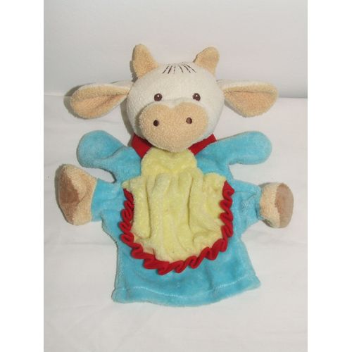 VACHE NOUNOURS PASSEPORT TENDRESSE MARIONNETTE BLEU JAUNE ROUGE 30 cm