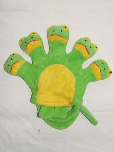 GRENOUILLE MARIONNETTE GANT VERT JAUNE 24 cm