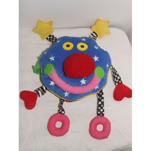 WHOOZIT COUSSIN CLOWN ACTIVITE MULTICOLORE GRELOT POUET ROND 28 cm