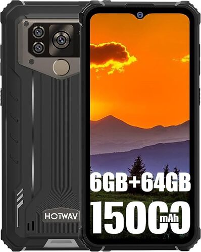HOTWAV W10 Pro Telephone Portable Incassable 6Go+64Go 15000mAh Grande Batterie 6,53"" HD+ 20MP Triple camera Android 12 NFC - Noir