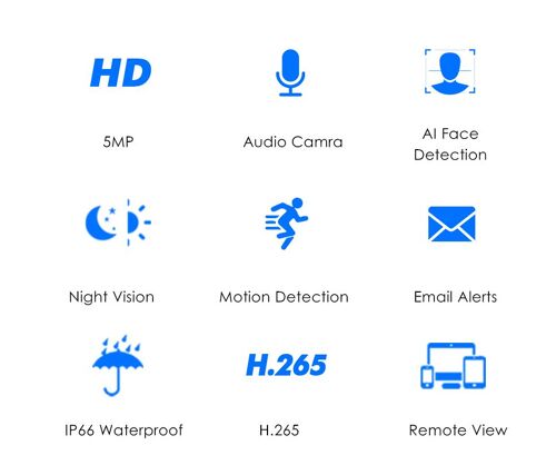 Hiseeu HB615 H.265 5MP caméra IP de sécurité POE ONVIF extérieur étanche IP66 CCTV P2P caméra vidéo