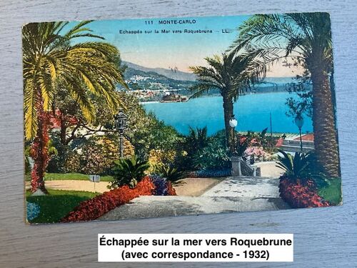 Carte Postale : Monte-Carlo, Échappée Sur Ma Mer Vers Roquebrune (Avec Correspondance-1932)