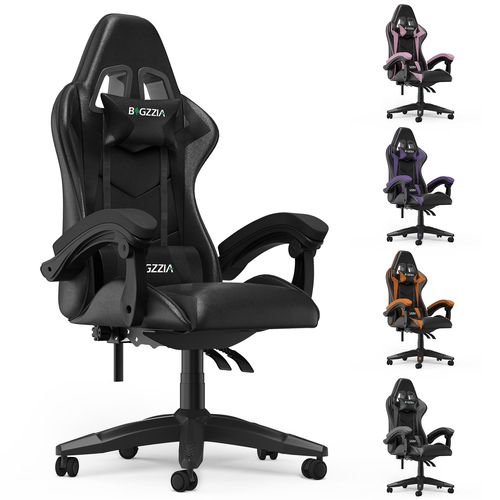 Fauteuil Gaming,Fauteuil Gaming Ergonomique, Fauteuil D'ordinateur Avec Soutien Lombaire, Appui-Tête,Fauteuils Pc Réglables En Hauteur Avec Siège Pivotant à 360° Pour Le Bureau Ou Le Gaming,Noir.