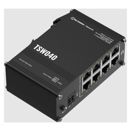 Teltonika TSW040 - Commutateur - non géré - 8 x 10/100 (PoE+) - Montage sur rail DIN - PoE+ (240 W)