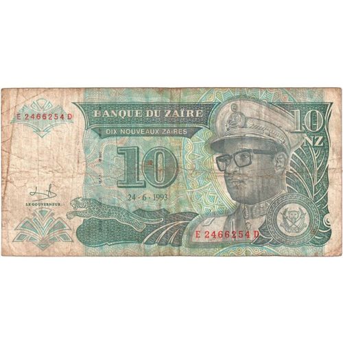 Zaire Billet De 10 Nouveaux Zaire 1993
