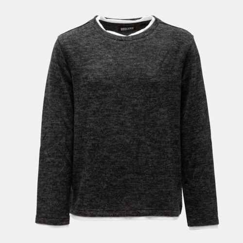 Tee Shirt Monan Dark Grey Col Rond Avec Col Blanc Enfant Deeluxe 74